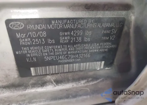 2009 Hyundai Sonata Limited from USA, damaged, VIN 5NPEU46C79H432166